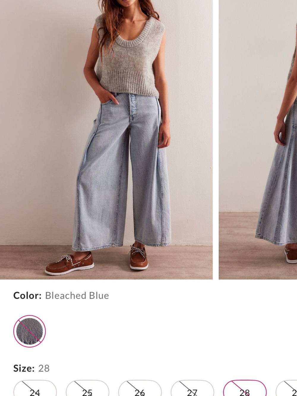 We The Free Light Blue Folklore Cropped Wide-Leg Jeans - Picture 3 of 4